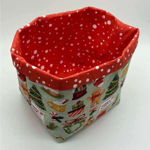 Handmade Christmas Fabric Basket Gingerbread Basket - Picture 3 of 3